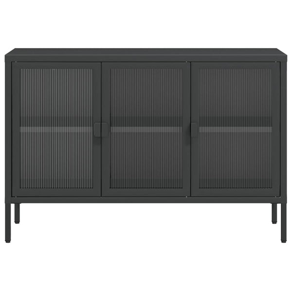 Schwarzes Sideboard 105 cm Glas und Stahl