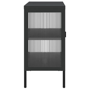 Schwarzes Sideboard 105 cm Glas und Stahl