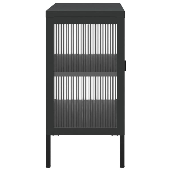 Schwarzes Sideboard 105 cm Glas und Stahl