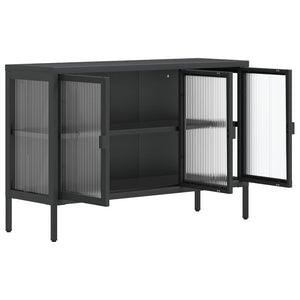 Schwarzes Sideboard 105 cm Glas und Stahl