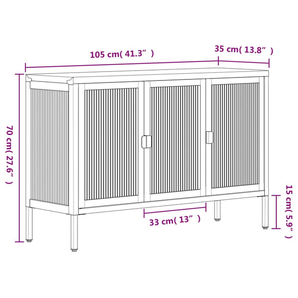 Schwarzes Sideboard 105 cm Glas und Stahl