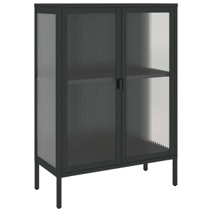 Schwarzes Sideboard 75x35x105 cm Glas und Stahl