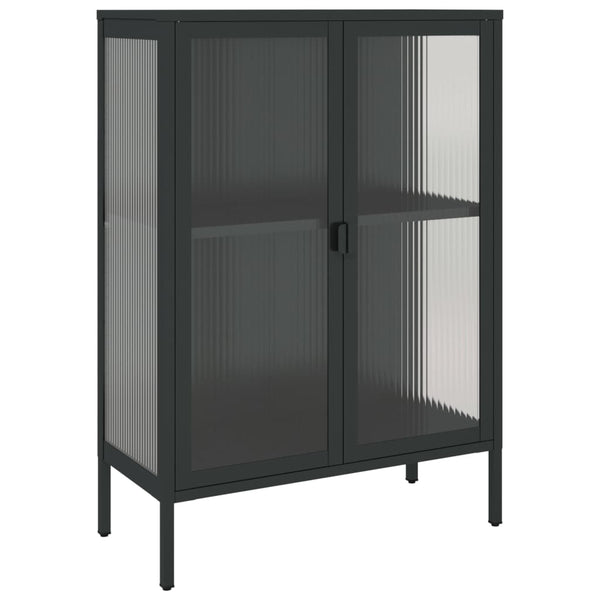 Schwarzes Sideboard 75x35x105 cm Glas und Stahl