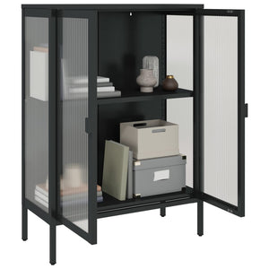 Schwarzes Sideboard 75x35x105 cm Glas und Stahl