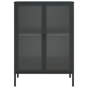 Schwarzes Sideboard 75x35x105 cm Glas und Stahl