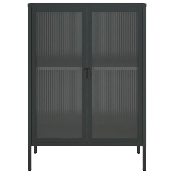 Schwarzes Sideboard 75x35x105 cm Glas und Stahl