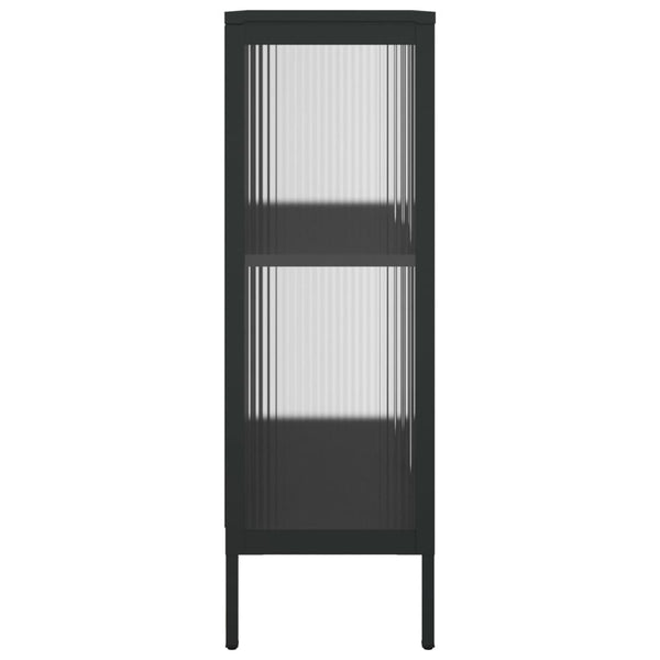 Schwarzes Sideboard 75x35x105 cm Glas und Stahl