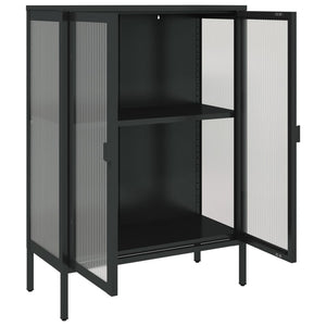 Schwarzes Sideboard 75x35x105 cm Glas und Stahl