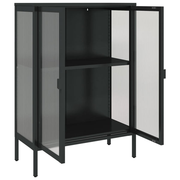 Schwarzes Sideboard 75x35x105 cm Glas und Stahl