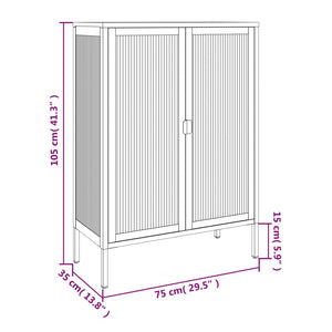 Schwarzes Sideboard 75x35x105 cm Glas und Stahl