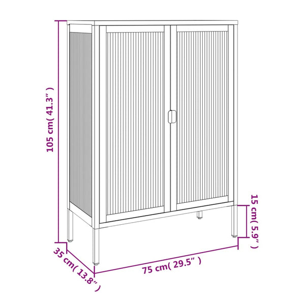 Schwarzes Sideboard 75x35x105 cm Glas und Stahl