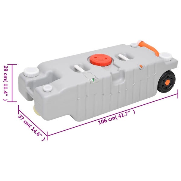 vidaXL Camping Water Tank with Wheels 75 L Grey