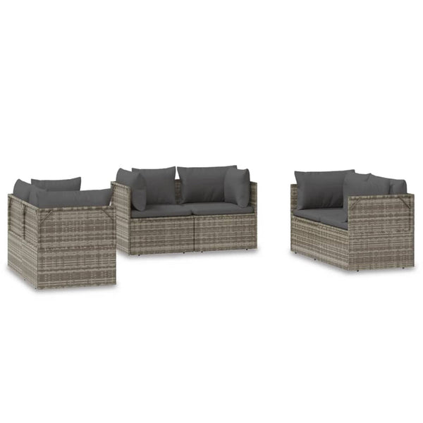 Garten-Ecksofa 6 Stk. Grau 57x57x56 cm Poly Rattan