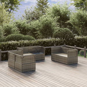 Garten-Ecksofa 6 Stk. Grau 57x57x56 cm Poly Rattan