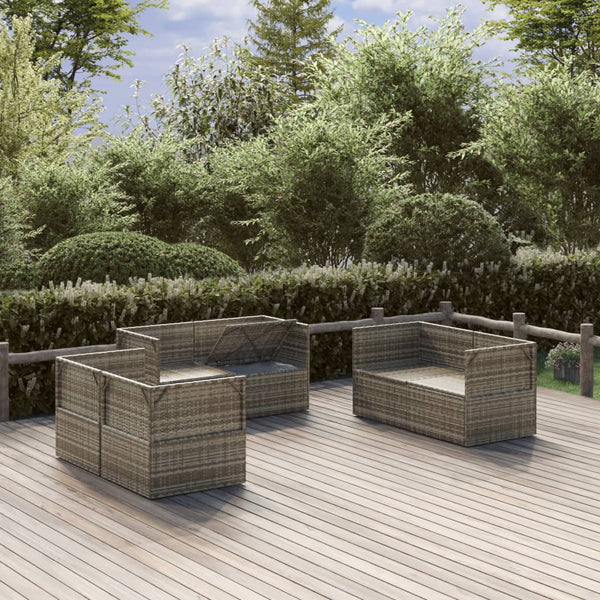 Garten-Ecksofa 6 Stk. Grau 57x57x56 cm Poly Rattan