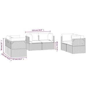 Garten-Ecksofa 6 Stk. Grau 57x57x56 cm Poly Rattan