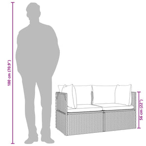 Garten-Ecksofa 6 Stk. Grau 57x57x56 cm Poly Rattan