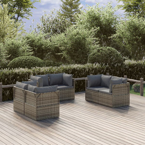 Garten-Ecksofa 6 Stk. Grau 57x57x56 cm Poly Rattan