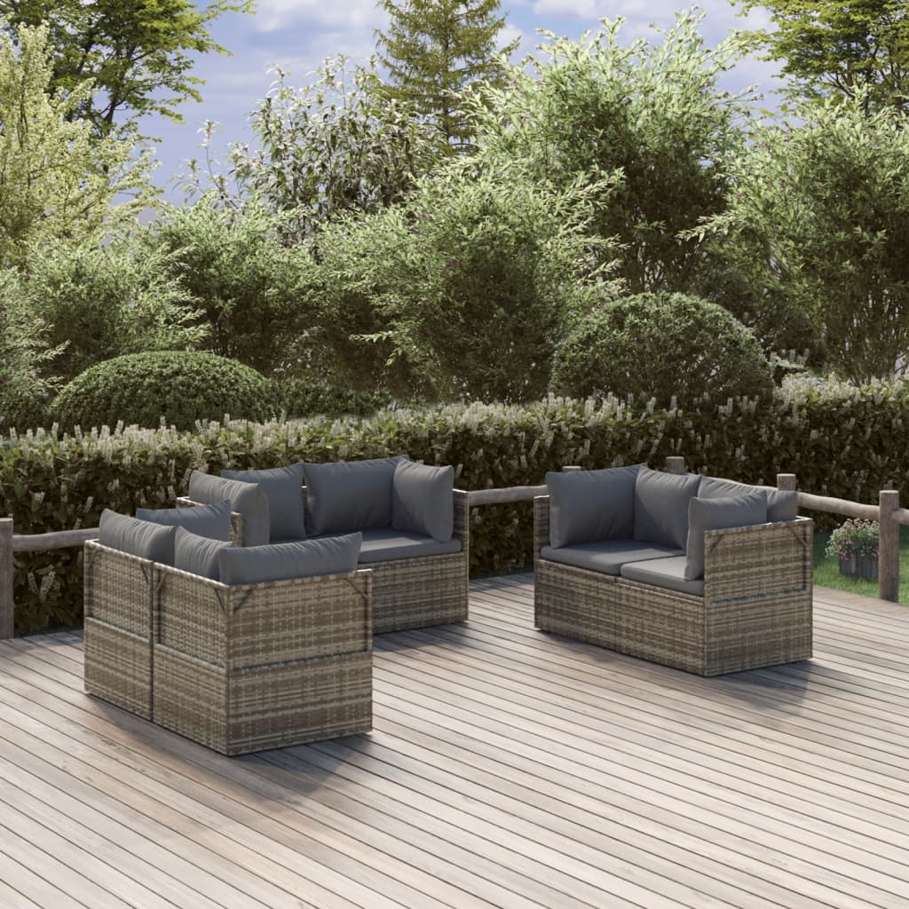 Garten-Ecksofa 6 Stk. Grau 57x57x56 cm Poly Rattan
