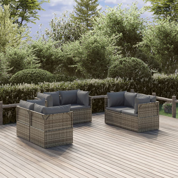 Garten-Ecksofa 6 Stk. Grau 57x57x56 cm Poly Rattan