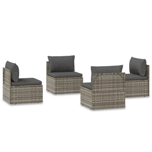 Garten-Mittelsofas 4 Stk. Grau 57x57x56 cm Poly Rattan