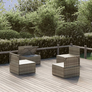 Garten-Mittelsofas 4 Stk. Grau 57x57x56 cm Poly Rattan