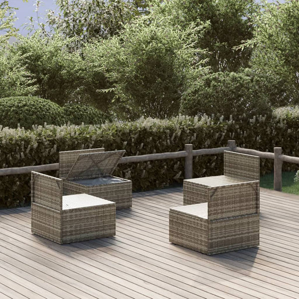 Garten-Mittelsofas 4 Stk. Grau 57x57x56 cm Poly Rattan