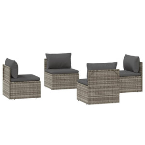 Garten-Mittelsofas 4 Stk. Grau 57x57x56 cm Poly Rattan
