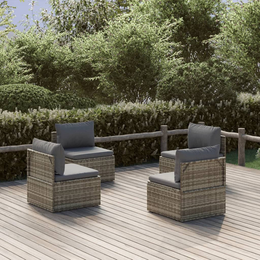 Garten-Mittelsofas 4 Stk. Grau 57x57x56 cm Poly Rattan