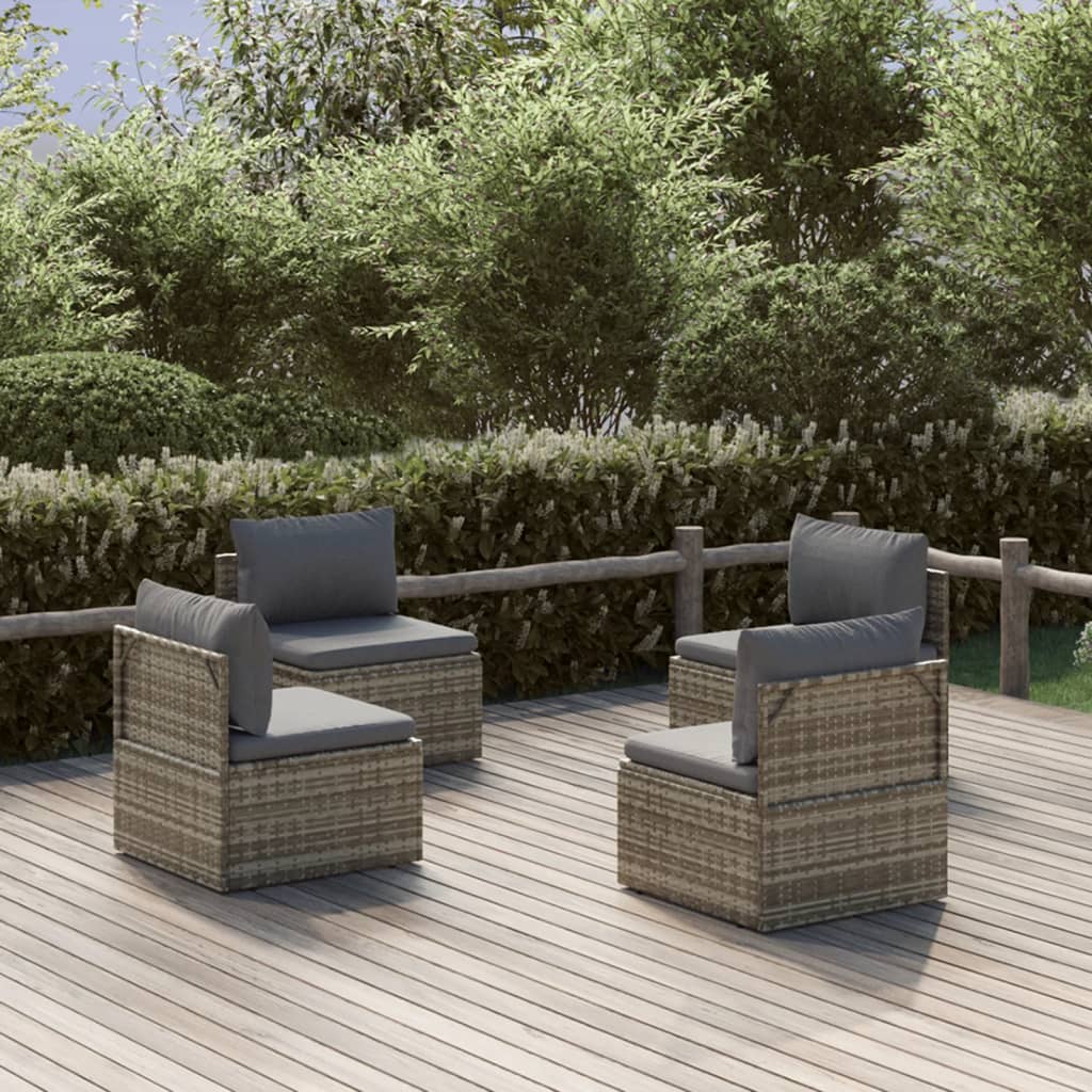 Garten-Mittelsofas 4 Stk. Grau 57x57x56 cm Poly Rattan