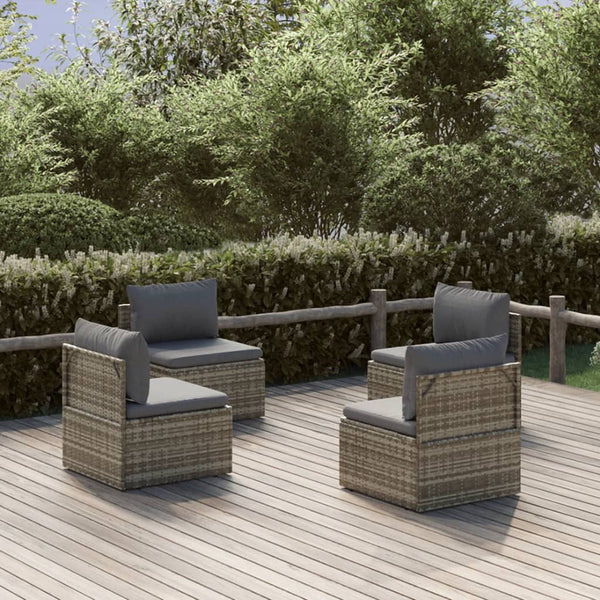 Garten-Mittelsofas 4 Stk. Grau 57x57x56 cm Poly Rattan