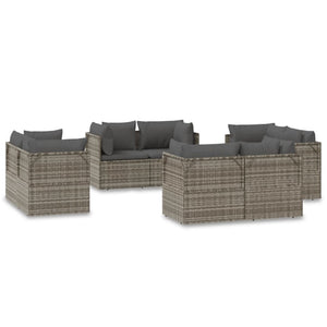 Garten-Ecksofas 8 Stk. Grau 57x57x56 cm Poly Rattan