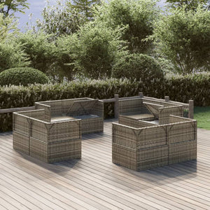 Garten-Ecksofas 8 Stk. Grau 57x57x56 cm Poly Rattan