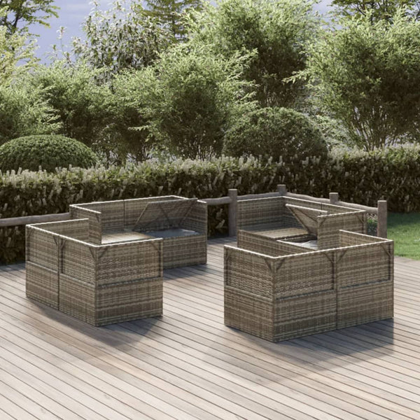 Garten-Ecksofas 8 Stk. Grau 57x57x56 cm Poly Rattan