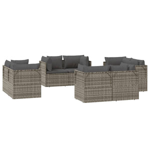 Garten-Ecksofas 8 Stk. Grau 57x57x56 cm Poly Rattan