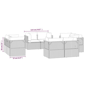 Garten-Ecksofas 8 Stk. Grau 57x57x56 cm Poly Rattan