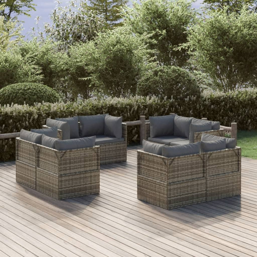 Garten-Ecksofas 8 Stk. Grau 57x57x56 cm Poly Rattan