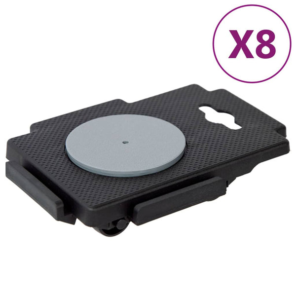 Transportroller mit 8 Rollen 8 Stk. Schwarz Polypropylen 150 kg