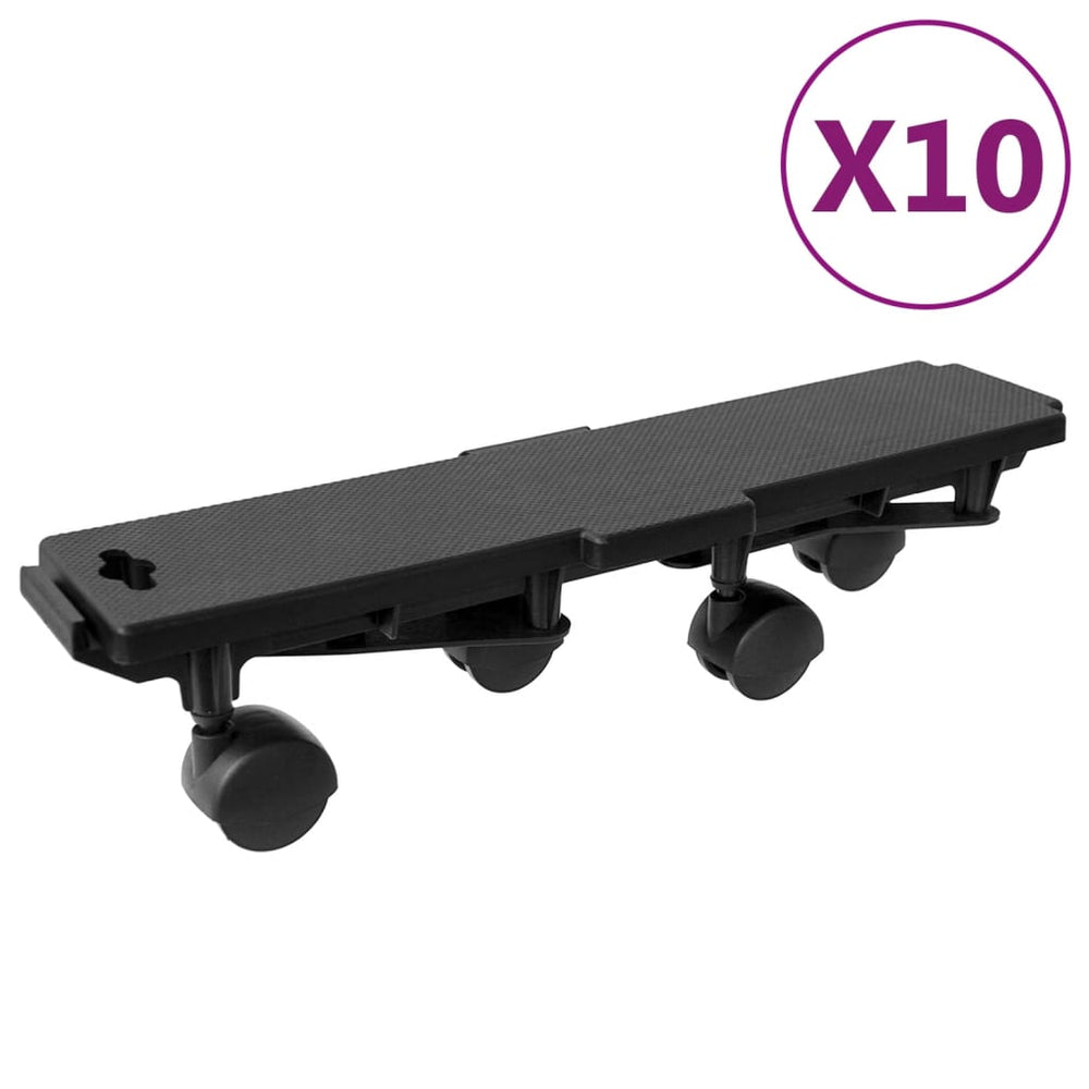 Transportroller mit 4 Rollen 10 Stk Schwarz Polypropylen 170 kg