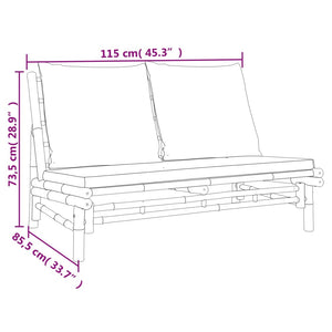 4-tlg. Garten-Lounge-Set mit Dunkelgrauen Kissen Bambus