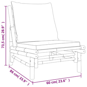 4-tlg. Garten-Lounge-Set mit Cremeweißen Kissen Bambus