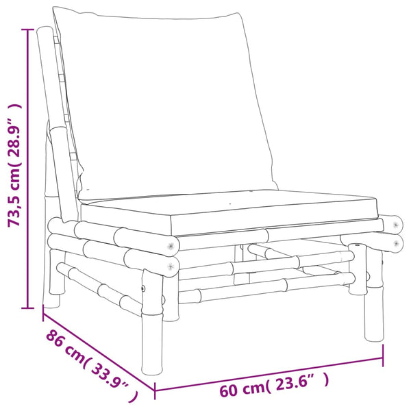 4-tlg. Garten-Lounge-Set mit Cremeweißen Kissen Bambus
