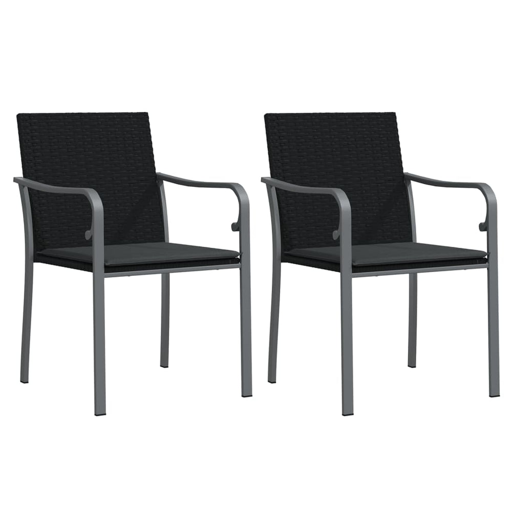 Gartenstühle mit Kissen, 2er Set, Schwarz