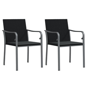 Gartenstühle mit Kissen, 2er Set, Schwarz