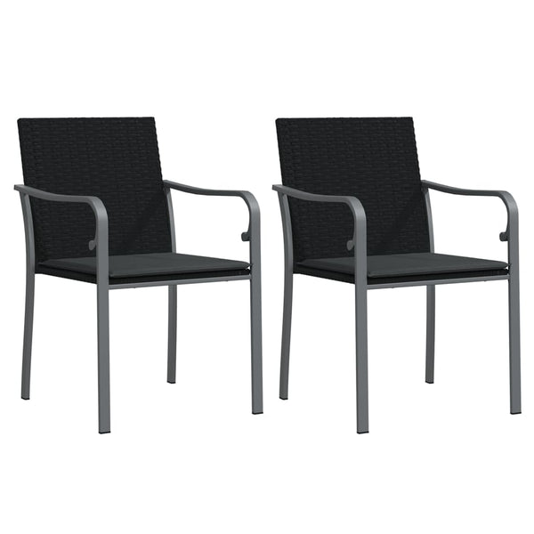 Gartenstühle mit Kissen, 2er Set, Schwarz
