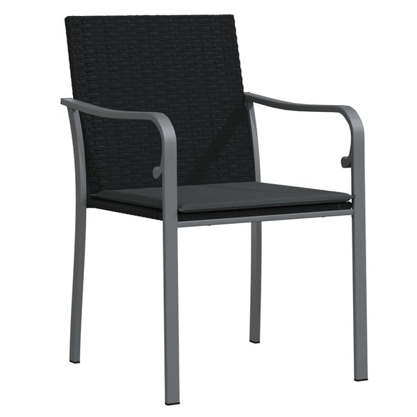 Gartenstühle mit Kissen, 2er Set, Schwarz