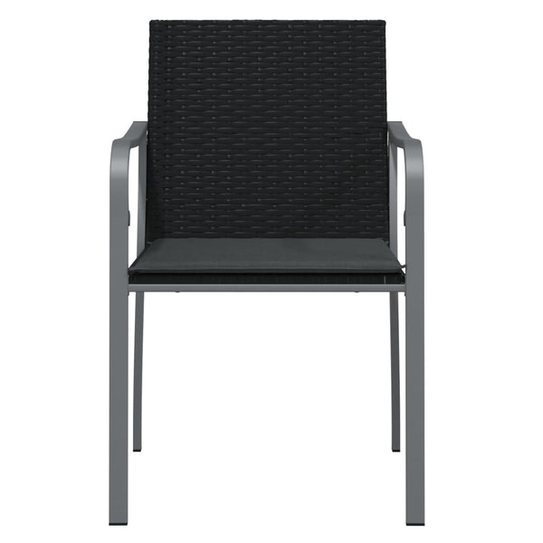 Gartenstühle mit Kissen, 2er Set, Schwarz