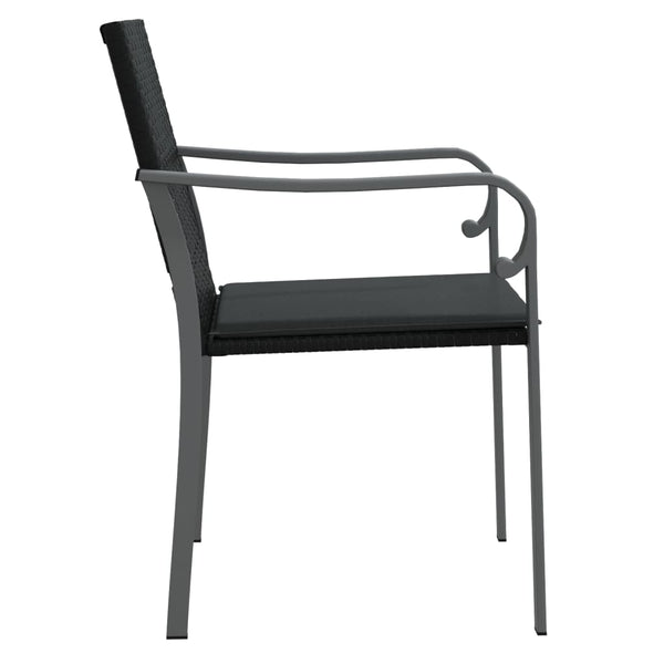 Gartenstühle mit Kissen, 2er Set, Schwarz