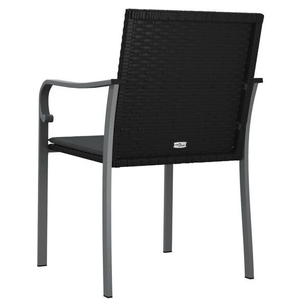 Gartenstühle mit Kissen, 2er Set, Schwarz