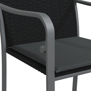 Gartenstühle mit Kissen, 2er Set, Schwarz